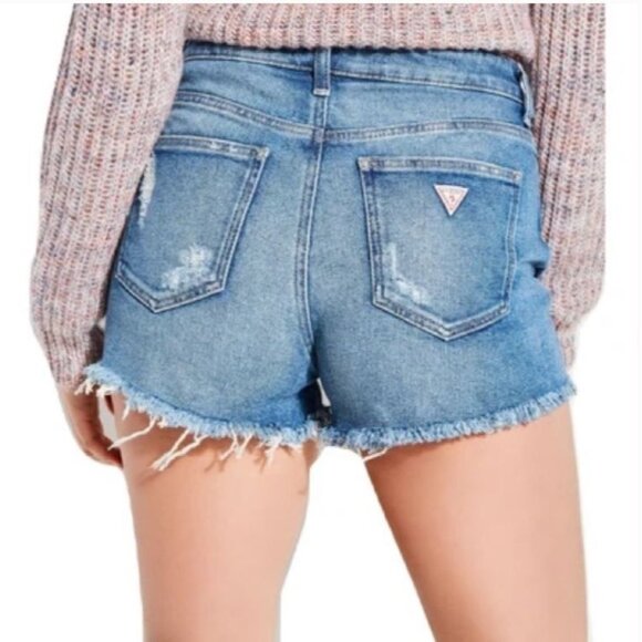 Guess‎ Vintage Denim Cut Off Shorts Frayed Button Front Y2K 90's 80's Size 30 - Picture 1 of 6
